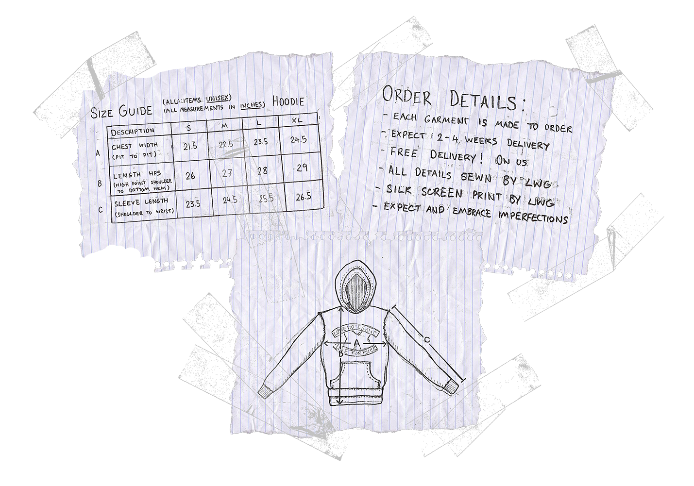 hoodie size guide