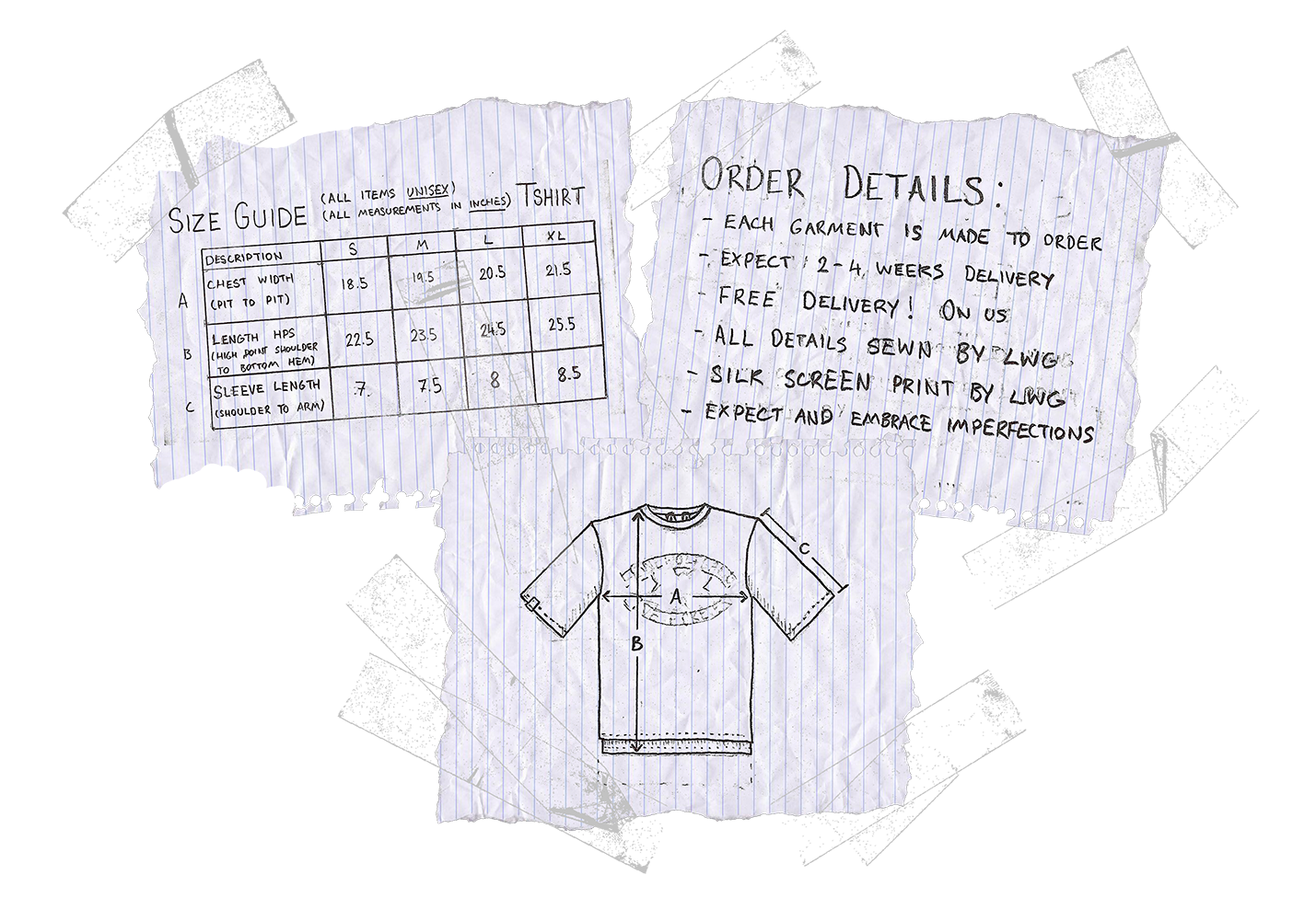 white t size guide